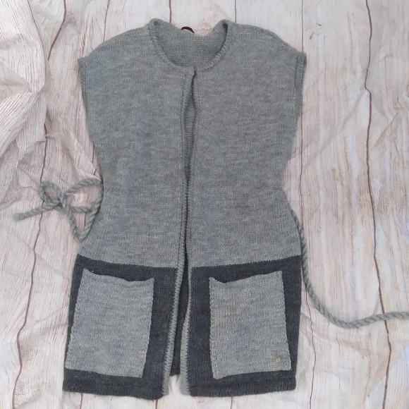 Carolina Herrera long gray open sleeveless sweater sz XS - Picture 6 of 6